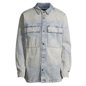 No Boundaries Women’s 2XL Acid Wash Denim Snap Front Shirt Jacket Heavyweight